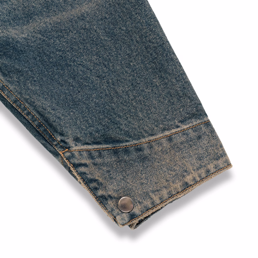 INDIGO SCRIPT DENIM WORK JACKET | SP5DER | KING SPIDER